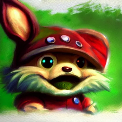 Image similar to a painting of teemo from league of legends