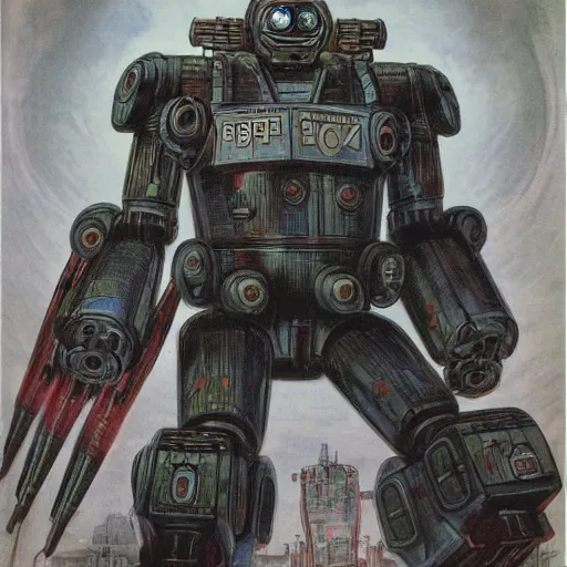 Image similar to deiselpunk soviet mecha propaganda art by james gurney