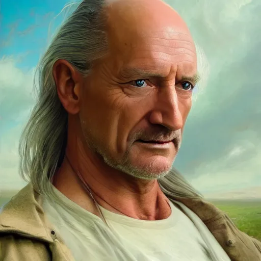 Image similar to John Locke with beautiful flowing long hair, detailed, centered, digital painting, artstation, concept art, donato giancola, Joseph Christian Leyendecker, WLOP, Boris Vallejo, Breathtaking, 8k resolution, extremely detailed, beautiful, establishing shot, artistic, hyperrealistic, beautiful face, octane render, cinematic lighting, dramatic lighting, masterpiece