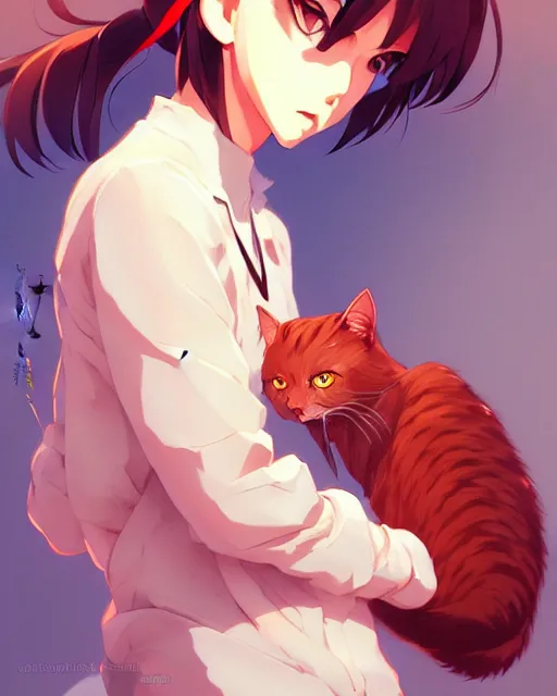 Prompt: cat eating, shinkai makoto studio ghibli studio key hideaki anno sakimichan stanley artgerm lau rossdraws james jean marc simonetti elegant highly detailed digital painting artstation pixiv