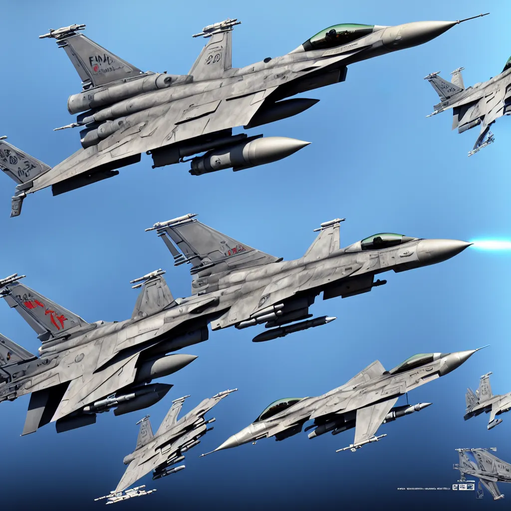 Image similar to f 1 6 fighting falcon with lots of guns concept art, robotech gradius outer space concept art, hyperrealism, fine detail, 8 k, 3 d render, artstation contest winner, cgsociety, cryengine, concept art!!, zbrush, vray, sprite!! no background