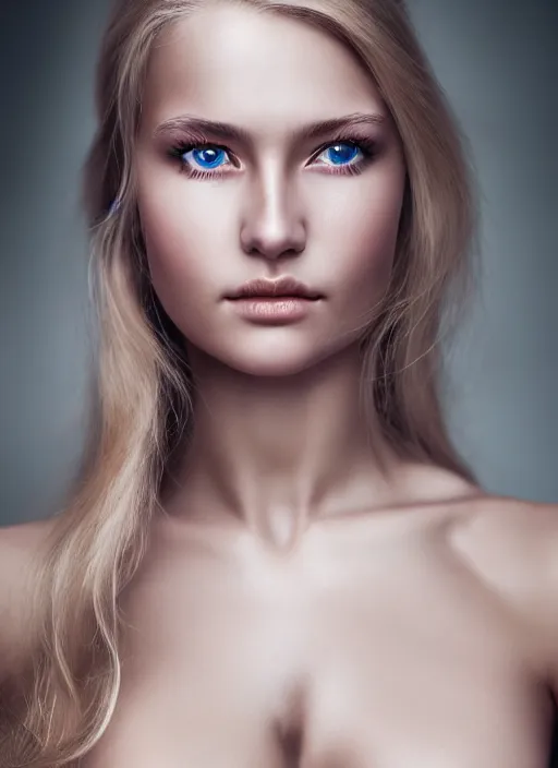 Image similar to a gorgeous norwegian female photo, professionally retouched, soft lighting, realistic, smooth face, full body shot, torso, dress, perfect eyes, sharp focus on eyes, 8 k, high definition, insanely detailed, intricate, elegant, art by jason chan and mark hall