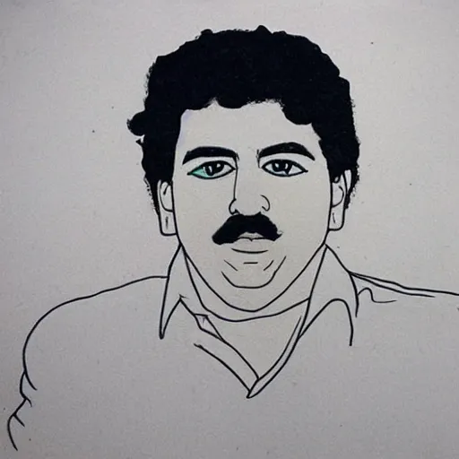 Prompt: child's drawing of pablo escobar