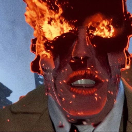 Image similar to Live Action Still of Jerma in The Towering Inferno, real life, hyperrealistic, ultra realistic, realistic, highly detailed, epic, HD quality, 8k resolution, body and headshot, film still