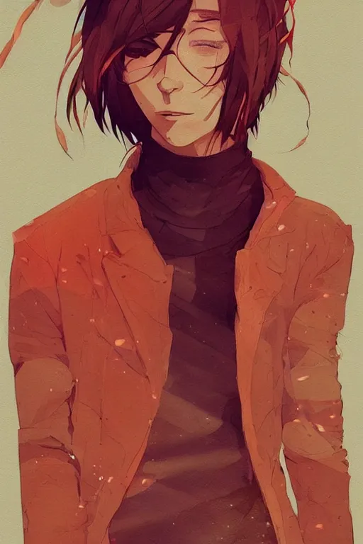 Image similar to young man with short brown hair, by conrad roset, fiona staples and makoto shinkai, featured on artstation