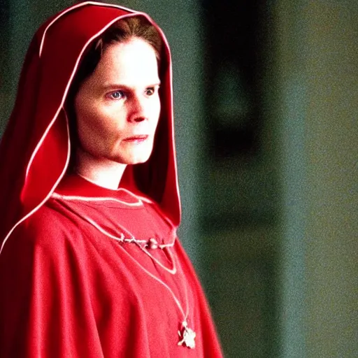 Prompt: Amy Coney Barrett as a wife in The Handmaid’s Tale (1990)