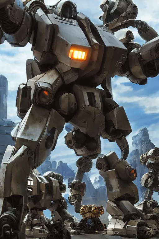 Image similar to mechwarrior 5 : mercenaries mech megaman transformer robot boss tank engine game octane render, 4 k, hd 2 0 2 2 3 d cgi rtx hdr style chrome reflexion glow fanart, global illumination ray tracing hdr fanart arstation by ian pesty by jesper ejsing pixar and disney unreal zbrush central hardmesh