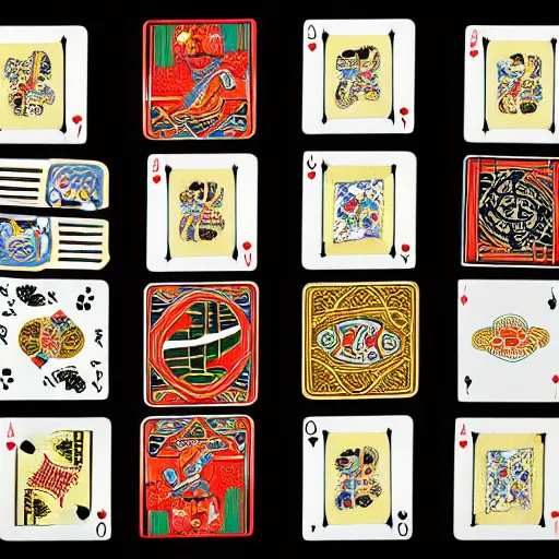 Prompt: edo style poker cards playing cards