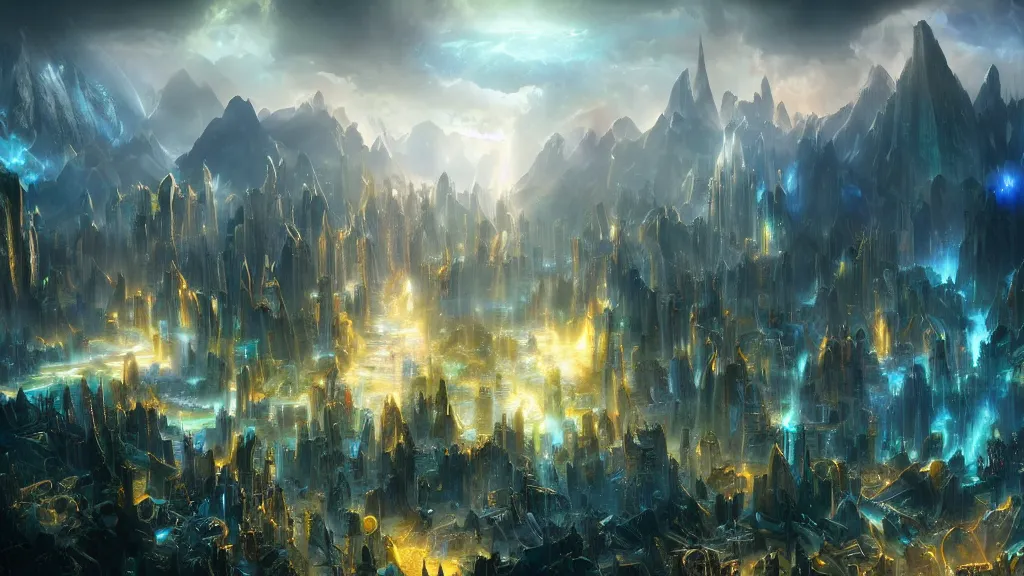 Image similar to incredible protoss city marc adamus, beautiful dramatic lighting