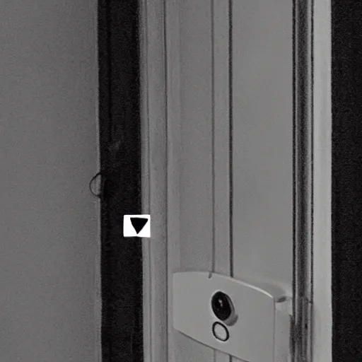 Image similar to scary pennywise on low resolution ring door camera, nightvision