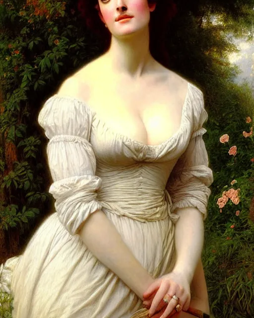 Image similar to portrait en buste of eva green vesper lynd vannessa ives by Hughes Merle, by Pierre Auguste Cot, perfectly detailed eyes, realistic fabric, abundant detail