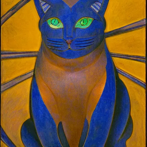 Prompt: cloisonne cat head sculpture, by annie swynnerton and diego rivera and nicholas roerich and jean delville, symbolist, dramatic lighting, god rays, art brut, rich colors, smooth, sharp focus, extremely detailed, adolf wolfli, by janet fish