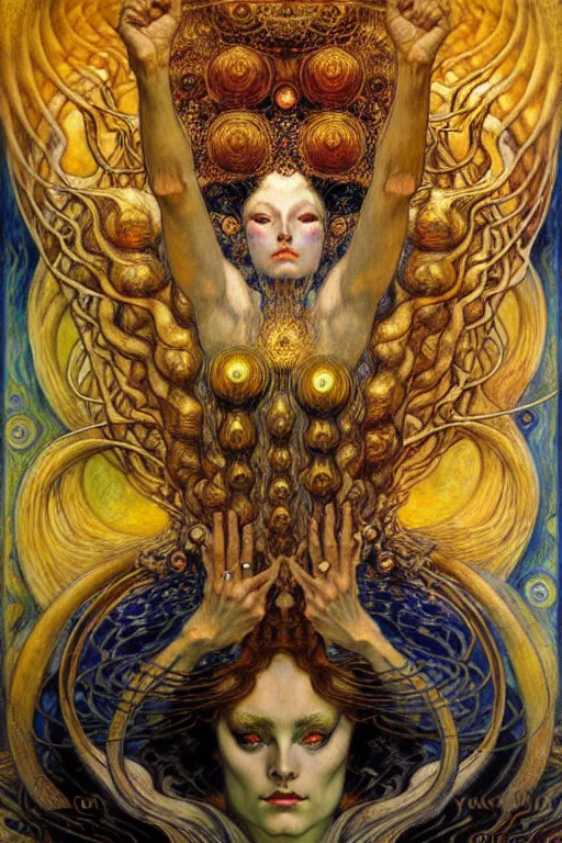 Image similar to Divine Chaos Engine by Karol Bak, Jean Delville, William Blake, Gustav Klimt, and Vincent Van Gogh, symbolist, visionary