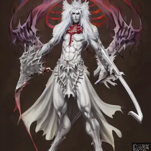 Prompt: Goetia, King of 72 Demon Gods, The Beast of Pity, Fate character design, Concept art by Takeuchi Takashi, trending on cgsociety