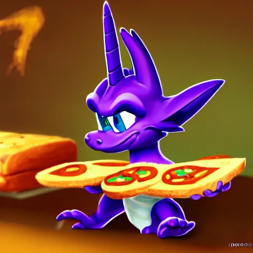 Prompt: spyro the dragon making a subway sandwich, detailed digital art, best of artstation