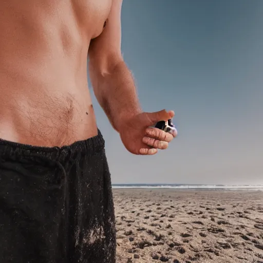 Image similar to nosferatu puting sunscreen on his body on the beach, realistic detailed photography