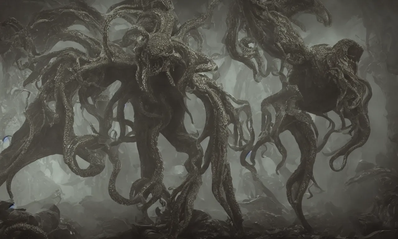 Image similar to cthulhu, octane render, unreal engine, ultradetailed, stylized as a 3 dimensional render