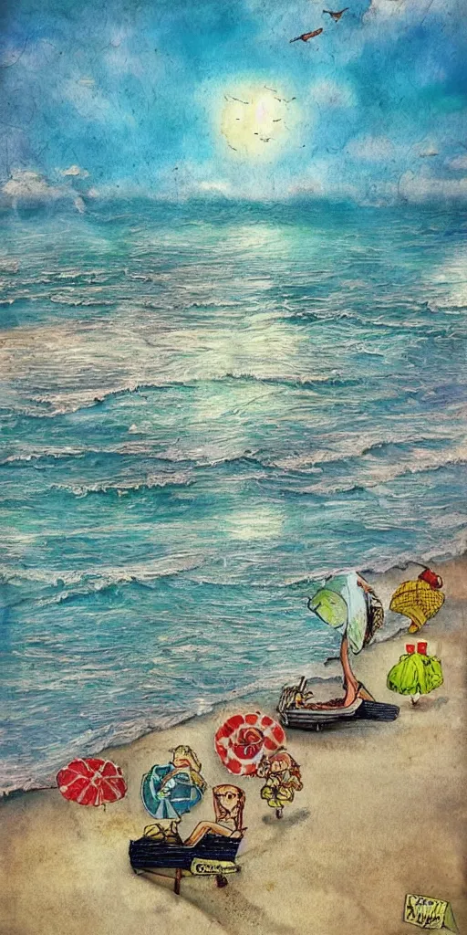 Image similar to a summer beach scene by alexander jansson