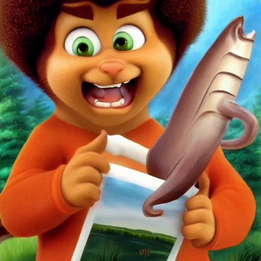 Image similar to bob ross screaming at chipmunks