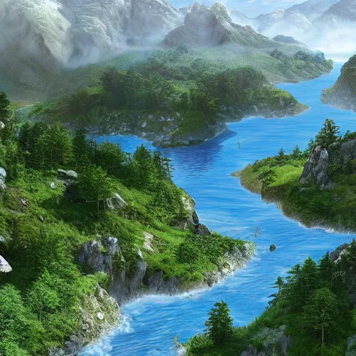 Image similar to A realistic beautiful natural landscape, 4k resolution, hyper detailed