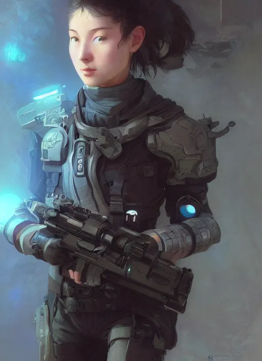 Image similar to girl wearing tactical gear, intricate lights, bio luminescent, plasma, by ruan jia and artgerm and range murata and wlop and ross tran and william - adolphe bouguereau and beeple. key art. fantasy illustration. award winning, artstation, intricate details, realistic, hyperdetailed, 8 k resolution.