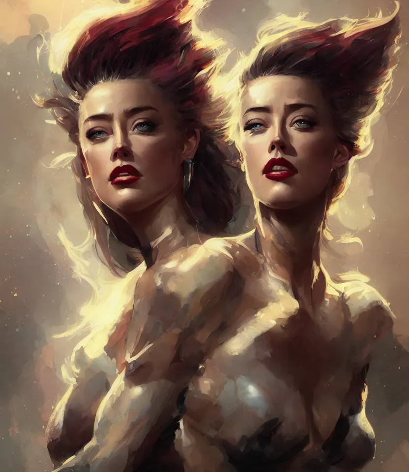 Image similar to amber heard portrait by peter mohrbacher, wadim kashin, greg rutkowski, larry elmore, george pemba, ernie barnes, raymond swanland, magali villeneuve, trending on artstation