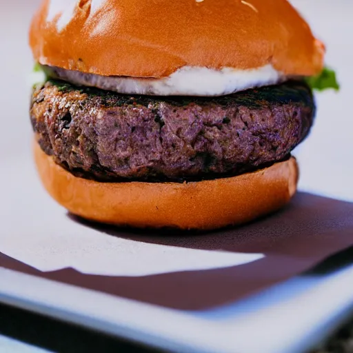 Image similar to perfect bean burger, award winning photo, food photography, golden hour