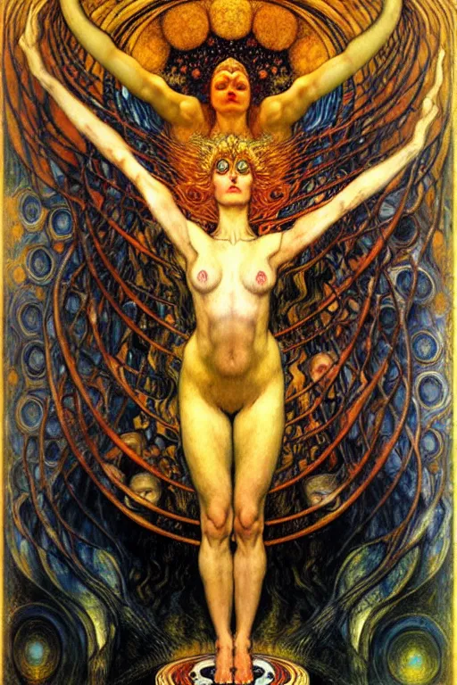 Image similar to Divine Chaos Engine by Karol Bak, Jean Delville, William Blake, Gustav Klimt, and Vincent Van Gogh, symbolist, visionary