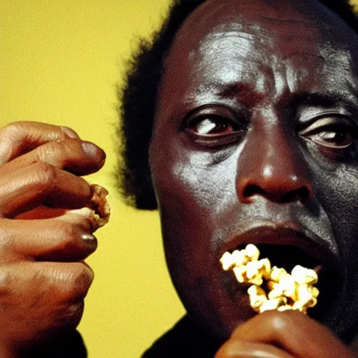 Prompt: miles davis eating popcorn, photorealistic, hd, 4 k, award - winning