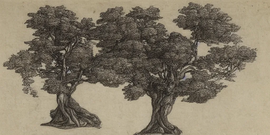 Image similar to DaVinci drawing of an ornate tree