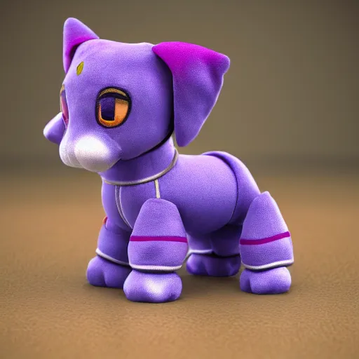 Image similar to cute fumo plush of a knight dog girl of a royal legion, green and purple, vray