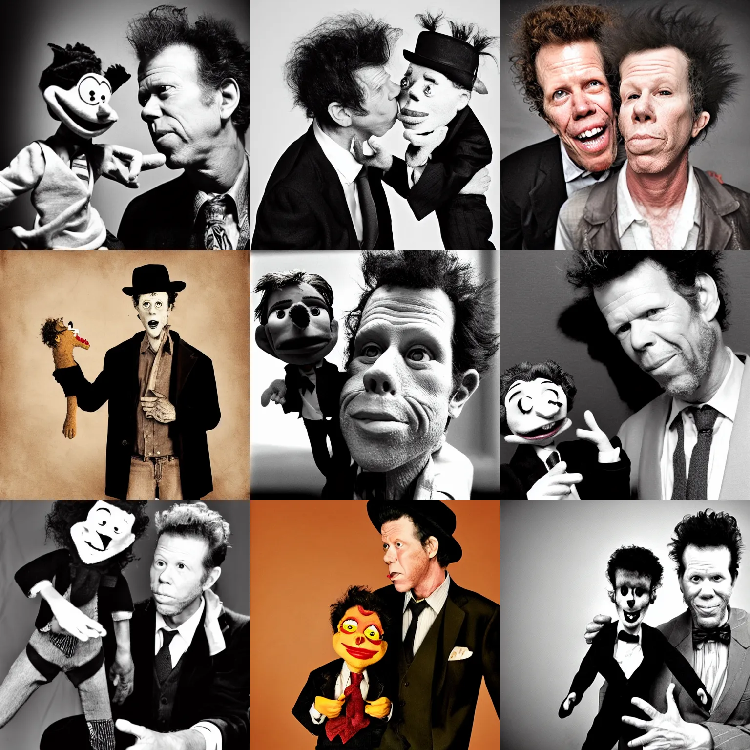 Prompt: tom waits ventriloquist