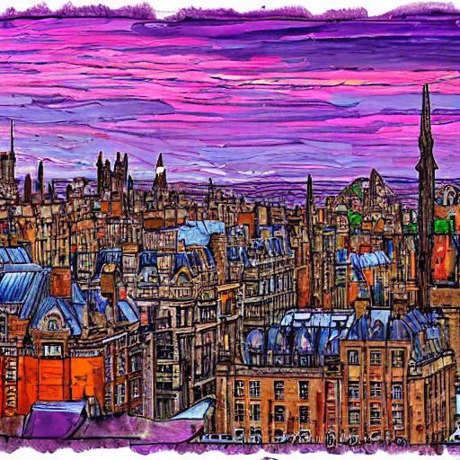 Image similar to post apocalyptic edinburgh skyline by erin hanson