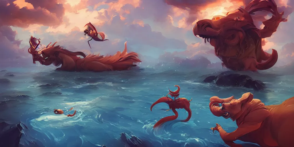 Prompt: Aesthetic art of the Zodiacs playing with each other , cgsociety, fantasy art, concept art , ambient occlusion, behance hd , concept art by Jesper Ejsing, by RHADS, Makoto Shinkai Cyril Rolando