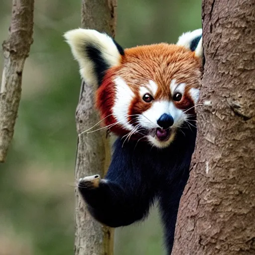 Image similar to red panda showing middle finger