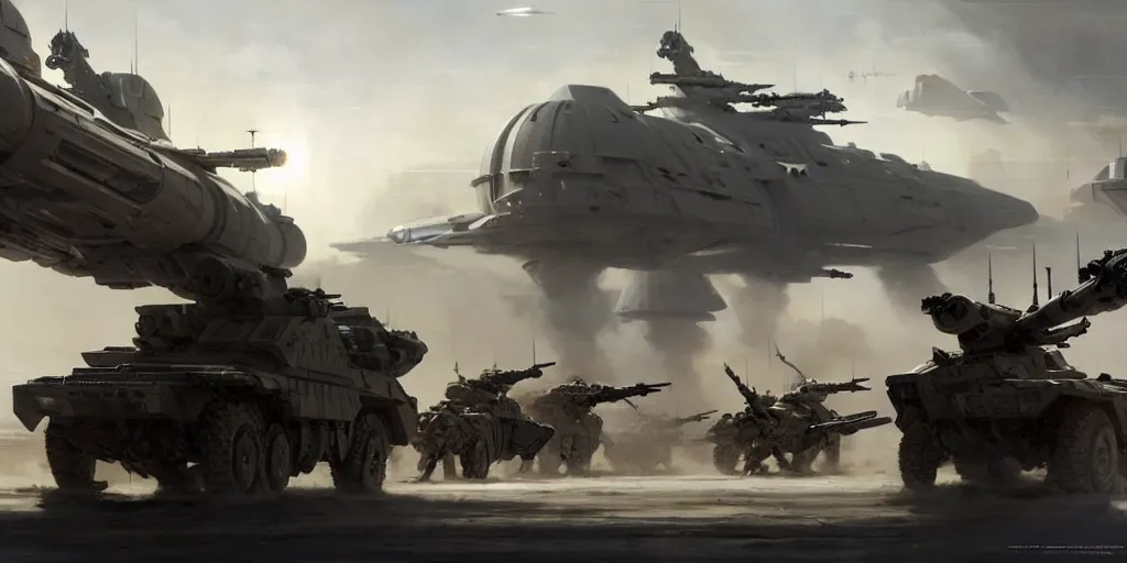 Image similar to hyper realistic sci - fi matte concept art painting of epic cinematic battle depicting soldiers deploying onto a battlefield from a drop ship, guns, missiles, explosions, beautiful details, strong composition painted by kim jung guweta studio rutkowski, james gurney and greg rutkowski, and lucasfilm, smooth, intricate, detailed, sharp focus, cinematic