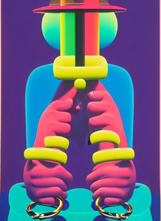 Prompt: handcuffs by shusei nagaoka, kaws, david rudnick, airbrush on canvas, pastell colours, cell shaded, 8 k