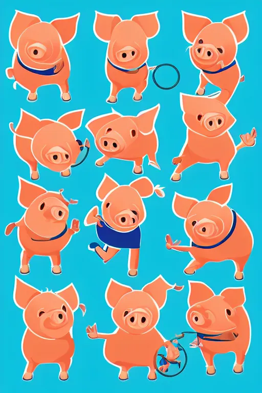 Image similar to A pig fitness coach, sticker, portrait, highly detailed, colorful, illustration, smooth and clean vector curves, no jagged lines, vector art, smooth