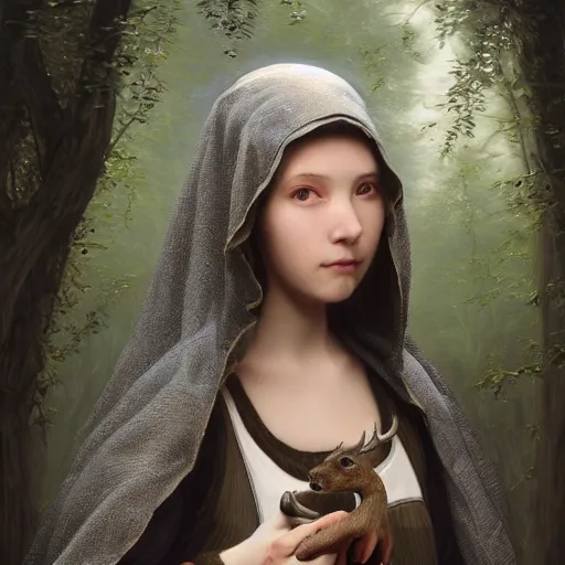 Image similar to A masterpiece ultrarealistic ultradetailed portrait of a Incredibly beautiful maid baroque renaissance swamp nun girl with darth vaider head hunting on deer with russian greyhound medium shot, intricate, elegant, highly detailed. trending on artstation, digital art, by Stanley Artgerm Lau, WLOP, Rossdraws, James Jean, Andrei Riabovitchev, Marc Simonetti, Yoshitaka Amano. background by James Jean and Gustav Klimt, light by Julie Bell, 4k, porcelain skin.