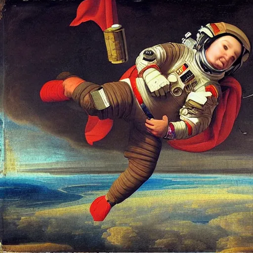 Prompt: An Astronaut floating in space in the style of an renaissance painting