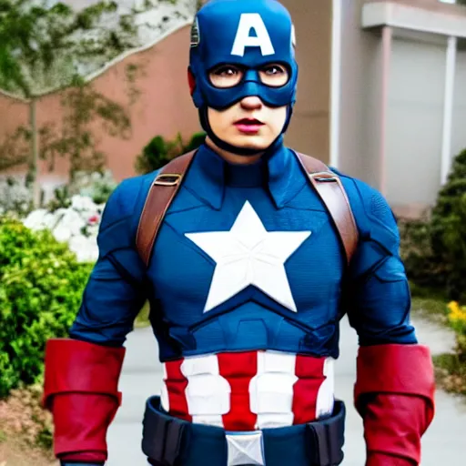 Image similar to kekw as captain america