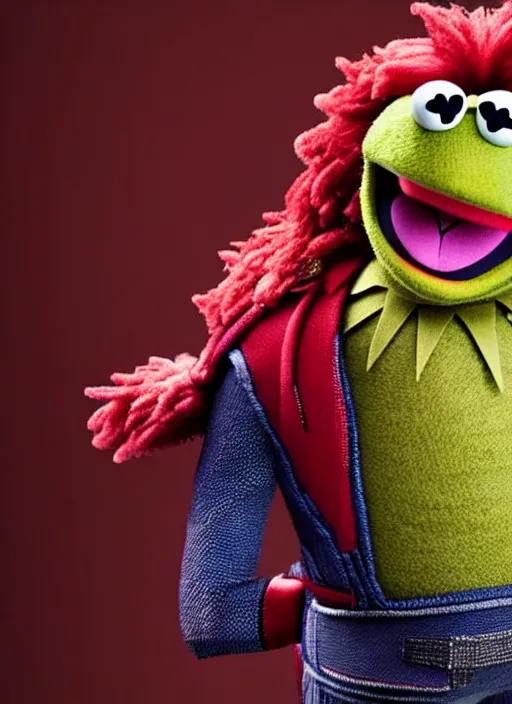 Image similar to studio portrait still of muppet!!!!! thor!!!!!! from avengers infinity war with hammer as a muppet muppet as a muppet, 8 k, studio lighting, key light,