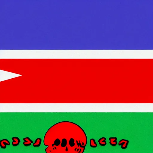 Prompt: national flag for a country inhabited by skeletons