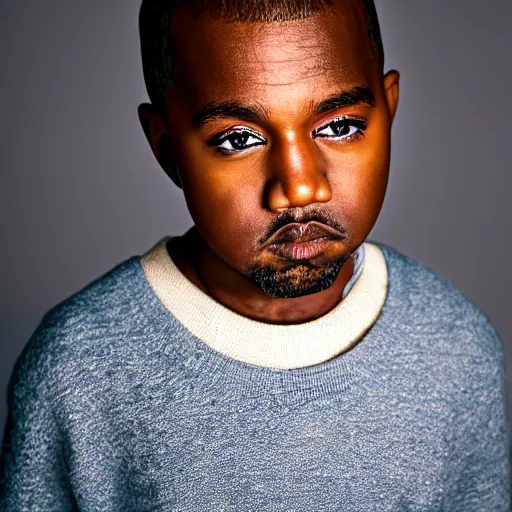 Prompt: the face of kanye west at 9 years old, portrait by julia cameron, chiaroscuro lighting, shallow depth of field, 8 0 mm, f 1. 8