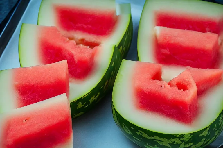 Image similar to watermelon and swiss cheese aspic, food photography, romance novel cover,