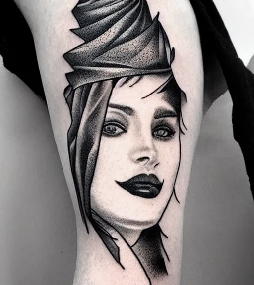 Image similar to amazing blend effect of beautiful mountain scenery with a beautiful woman face, tattoo design sketch, hyper - realistic, in the style of matteo pasqualin, amazing detail, black and white, abstract