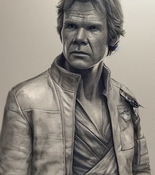 Image similar to han solo exposed to radiation and became dinosaur. realism art, high detailed, fine art, trending on artstation, smooth draw, sharp focus.