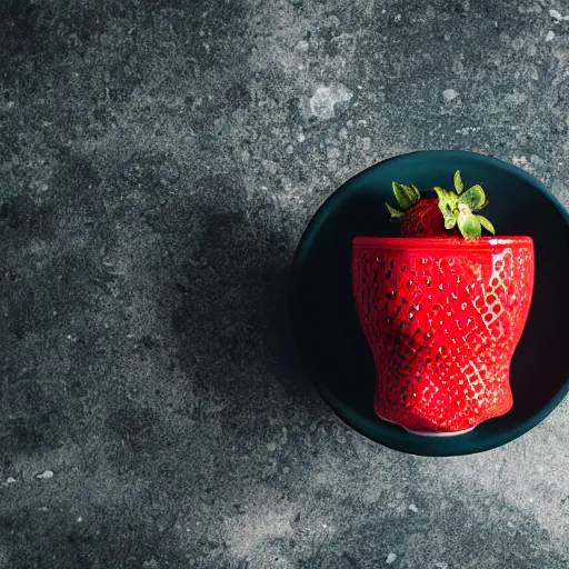 Image similar to a strawberry shaped mug floating in water