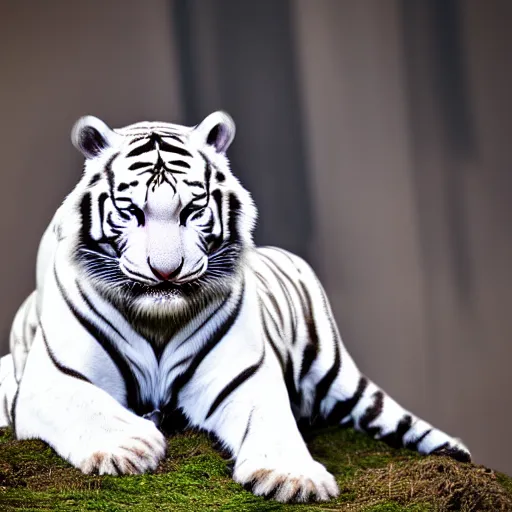 Image similar to realistic close up photo of a white tiger | blue eyes | colorful blue eyes | cinematic photo | cinematic shot | epic | 8k resolution | realistic | hyperrealistic