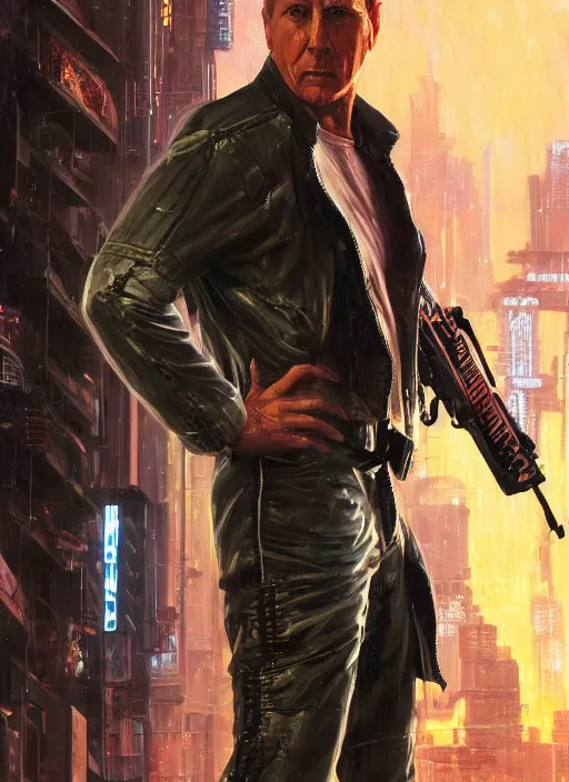 Prompt: kent hovind. cyberpunk mercenary in a cyberpunk jumpsuit ( blade runner 2 0 4 9, cyberpunk 2 0 7 7 ). orientalist portrait by john william waterhouse and james gurney and theodore ralli and nasreddine dinet, oil on canvas. cinematic, hyper realism, realistic proportions, dramatic lighting, high detail 4 k